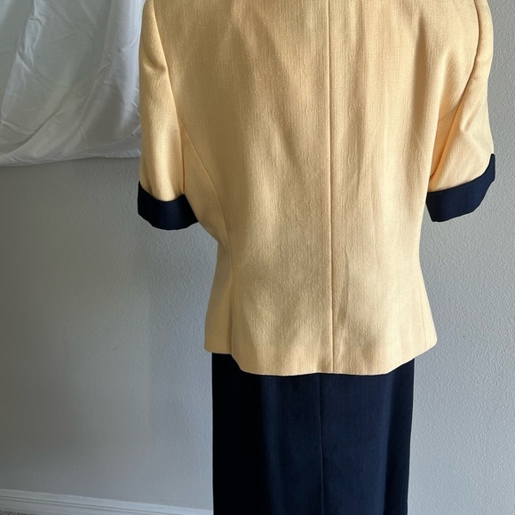 Kasper: NEW Vintage Skirt Set Yellow with black button front. Size 14 - Picture 3 of 10